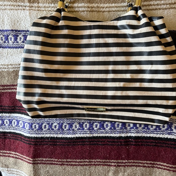 Betsey Johnson Bowlicious Black and White Striped Tote with Gold Accents - Picture 9 of 9